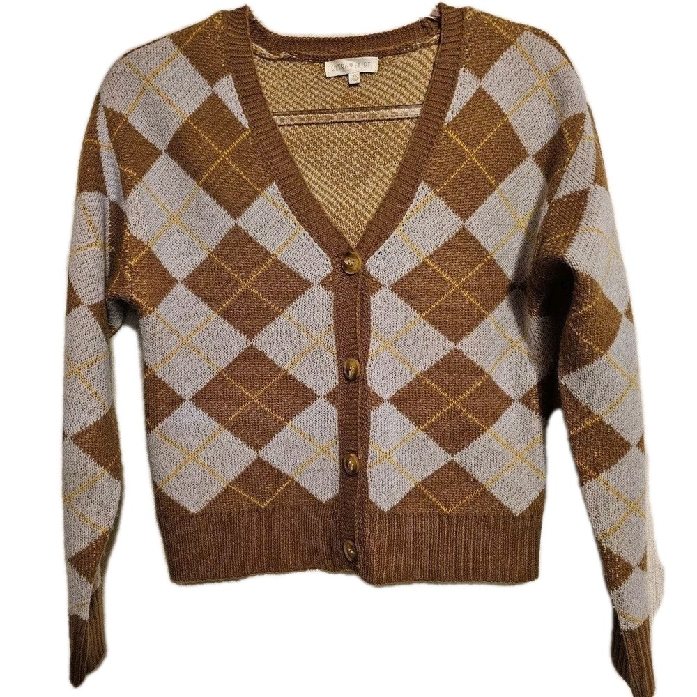 Ultra Flirt Tan Preppy Button Up Cardigan Women's Size Xsmall Oversized